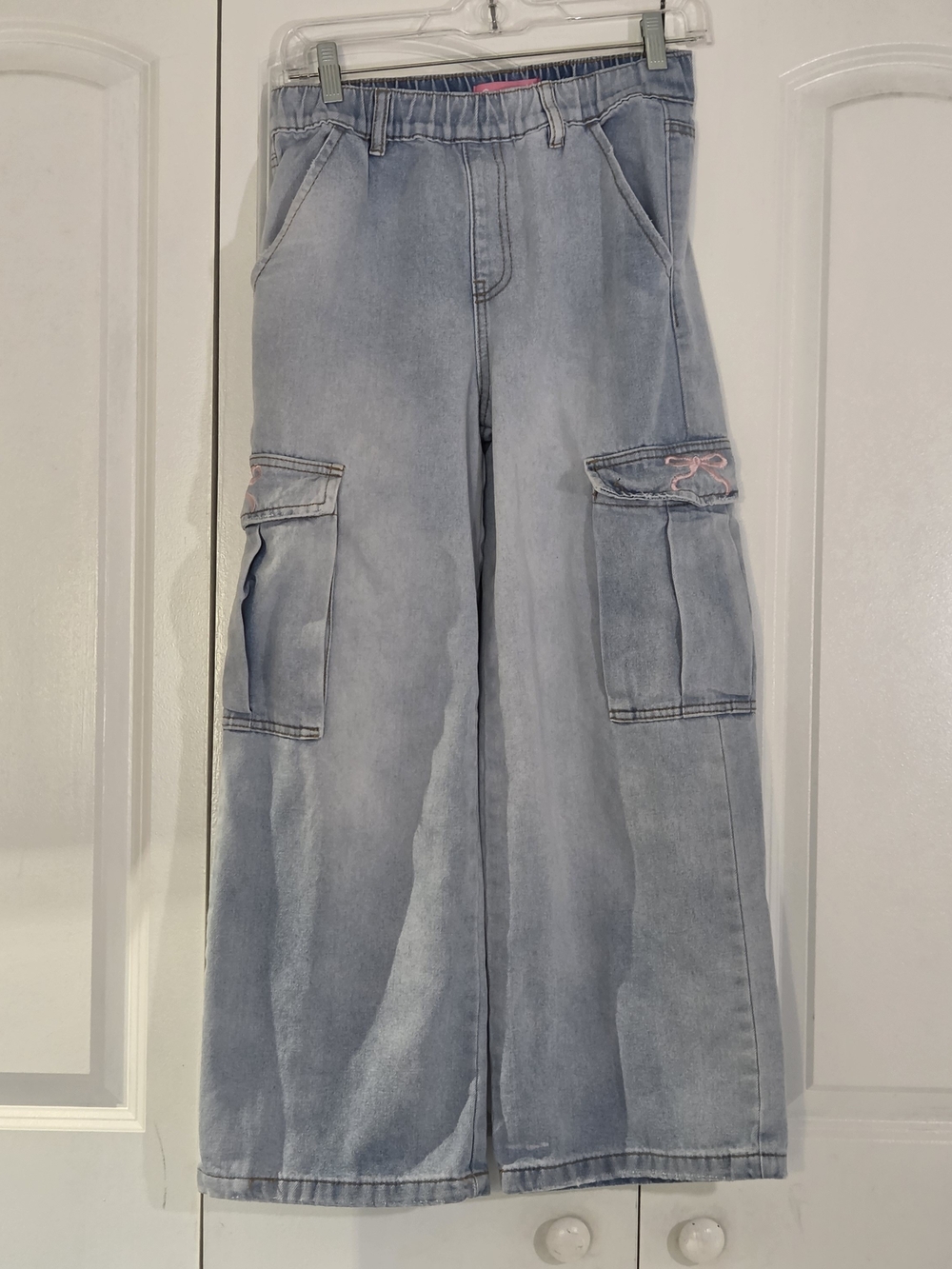 Gogo Star Girls Jeans Size 14 90s Style Cargo Pink Bows Baggy Y2K Wide Leg